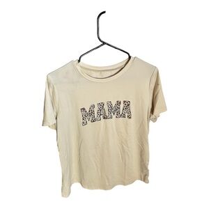 SHEIN Cream Short Sleeve Tee with Animal Print